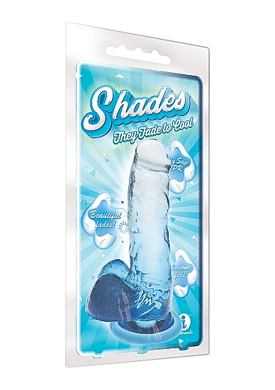 Realistiškas dildo Icon Brands Shades Medium Jelly Gradient, šviesiai mėlynos spalvos